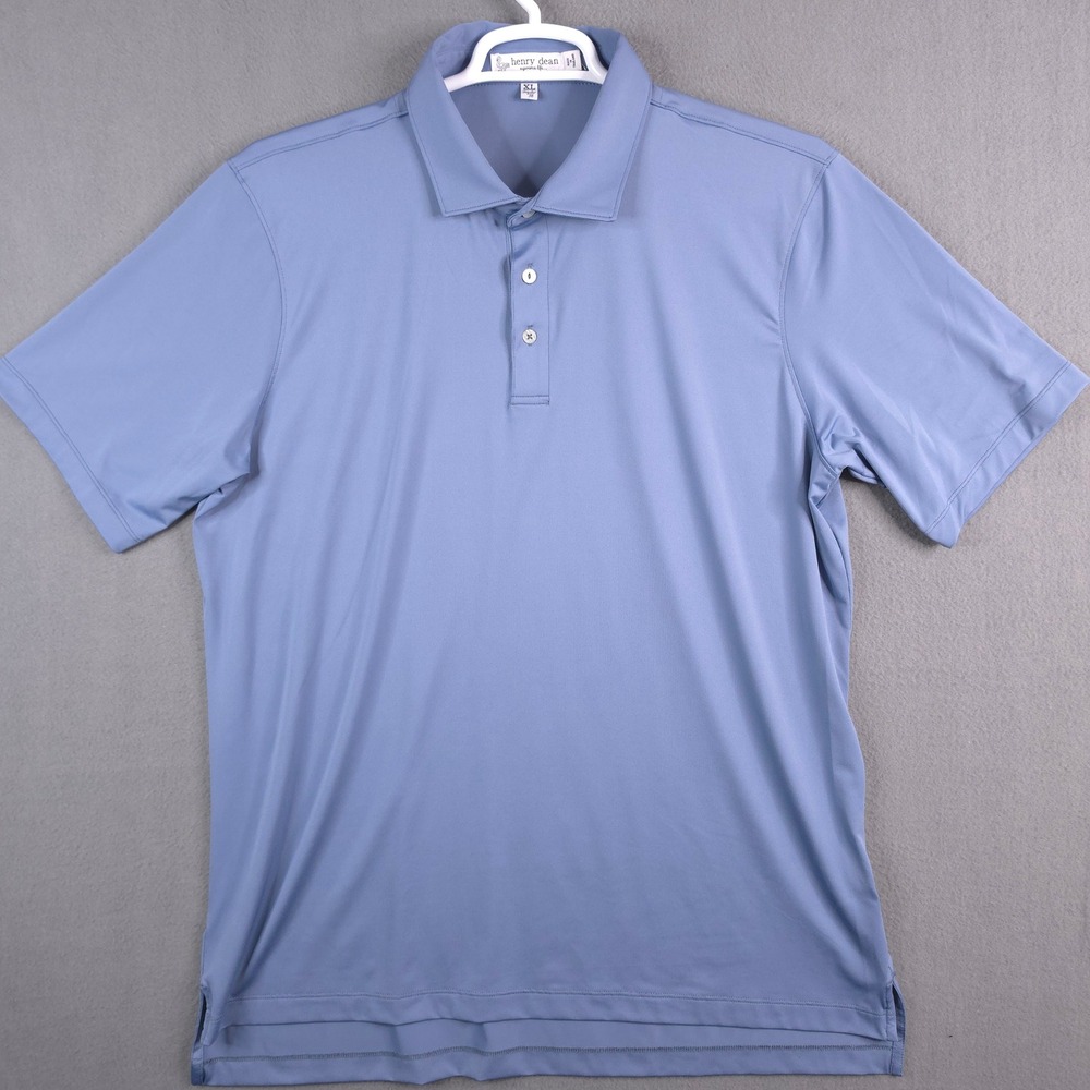 Henry Dean Mens XL Blue Regular Fit Short Sleeve Performance Golf Polo Shirt